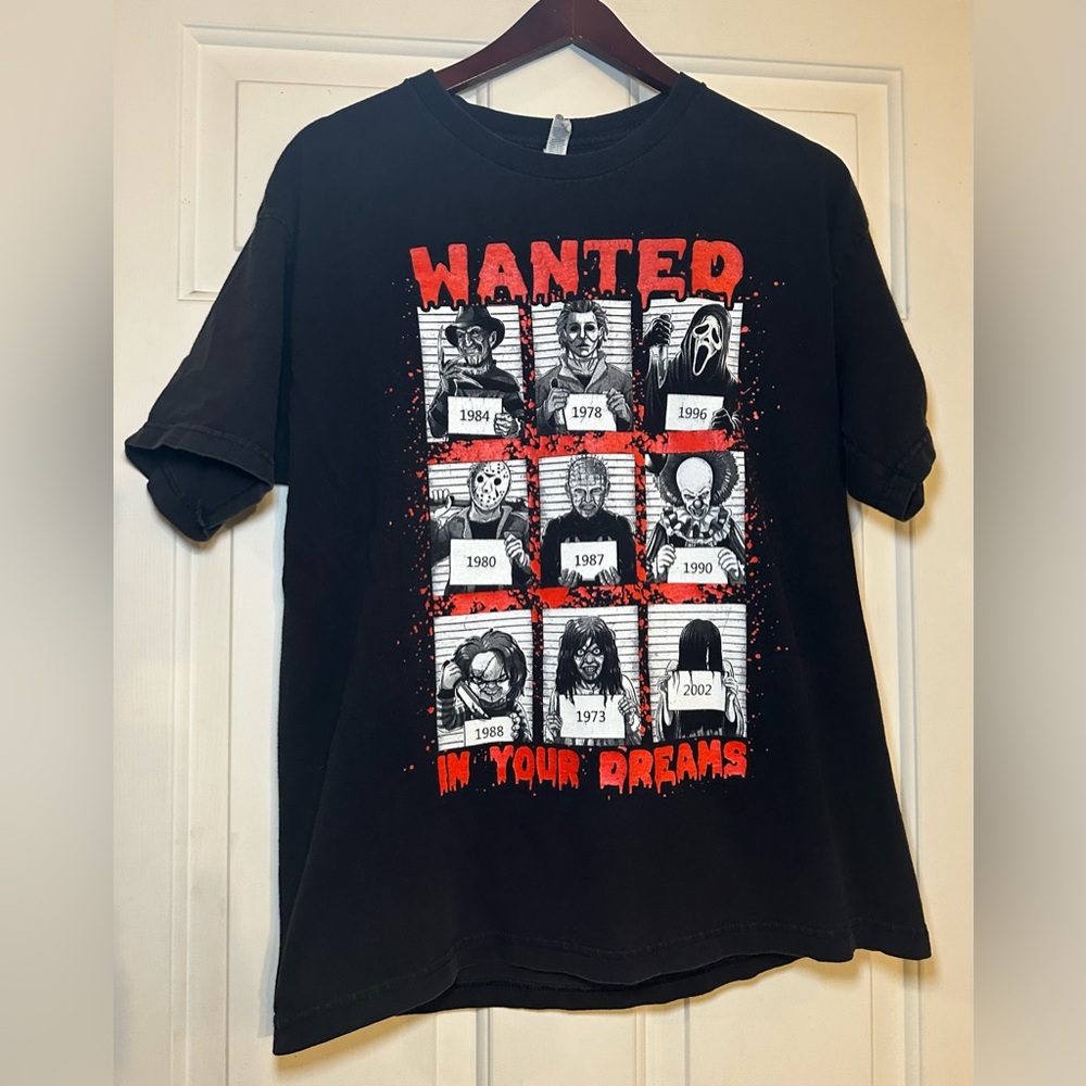 American Apparel WANTED‎ In Your Dreams Killers Horror Graphic T-Shirt Size L.